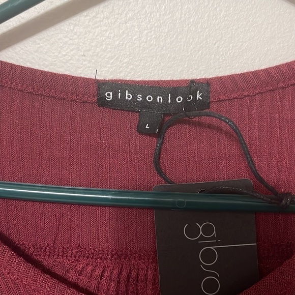 NWT Gibsonlook Waffle Knit Long Sleeve Henley Top Burgundy Size L - Picture 3 of 4